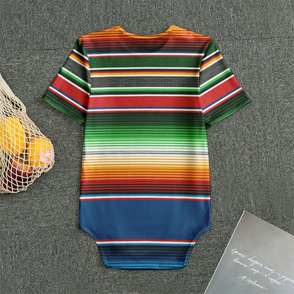 Vintage Mexican Blanket Pattern Print Men's Bodysuit