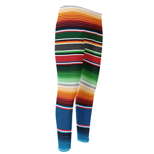 Vintage Mexican Blanket Pattern Print Men's Compression Pants