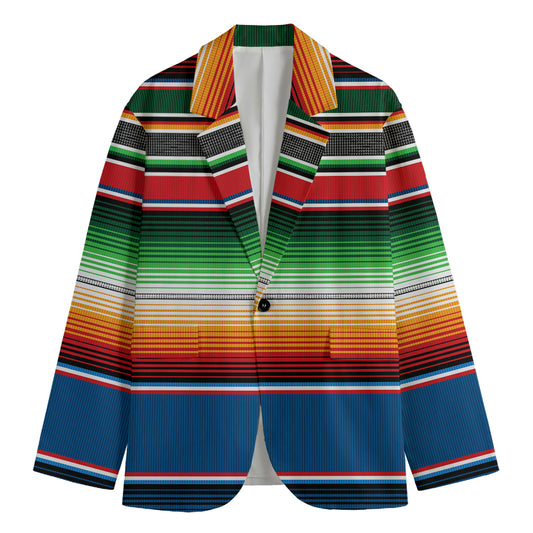 Vintage Mexican Blanket Pattern Print Men's Cotton Blazer