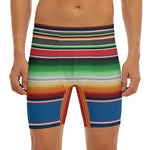 Vintage Mexican Blanket Pattern Print Men's Long Boxer Briefs