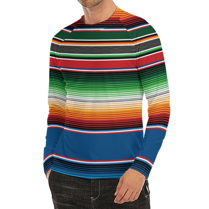 Vintage Mexican Blanket Pattern Print Men's Long Sleeve Rash Guard