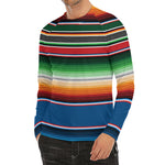 Vintage Mexican Blanket Pattern Print Men's Long Sleeve Rash Guard