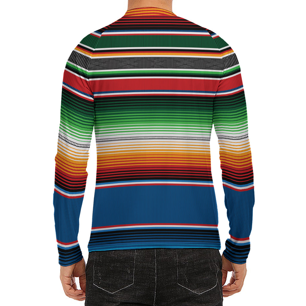 Vintage Mexican Blanket Pattern Print Men's Long Sleeve Rash Guard