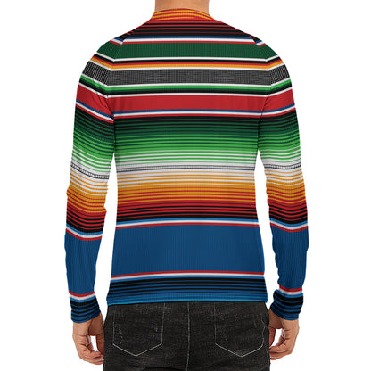 Vintage Mexican Blanket Pattern Print Men's Long Sleeve Rash Guard