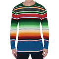 Vintage Mexican Blanket Pattern Print Men's Long Sleeve T-Shirt