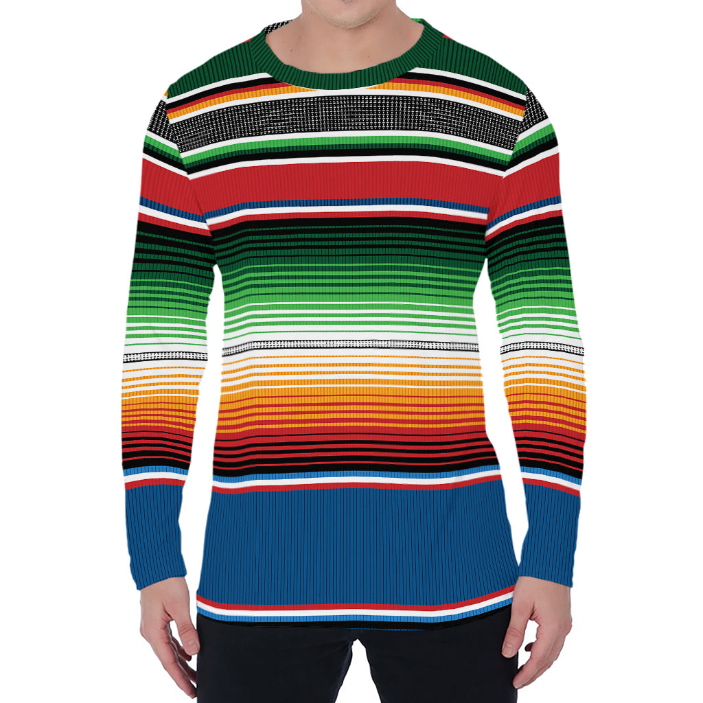 Vintage Mexican Blanket Pattern Print Men's Long Sleeve T-Shirt