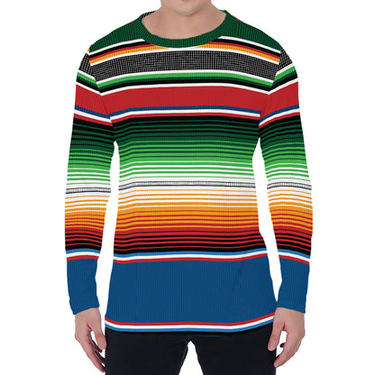 Vintage Mexican Blanket Pattern Print Men's Long Sleeve T-Shirt