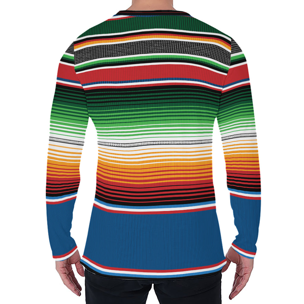 Vintage Mexican Blanket Pattern Print Men's Long Sleeve T-Shirt