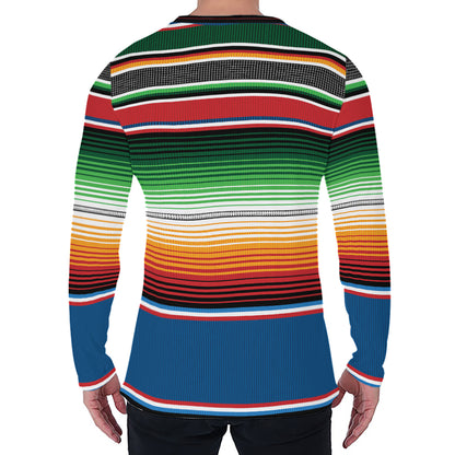 Vintage Mexican Blanket Pattern Print Men's Long Sleeve T-Shirt