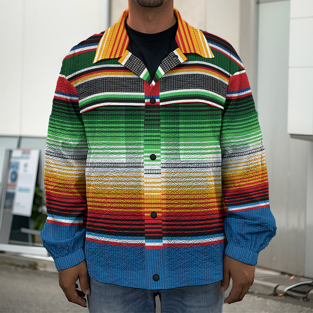 Vintage Mexican Blanket Pattern Print Men's Shirt Jacket