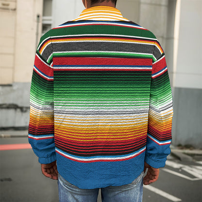 Vintage Mexican Blanket Pattern Print Men's Shirt Jacket
