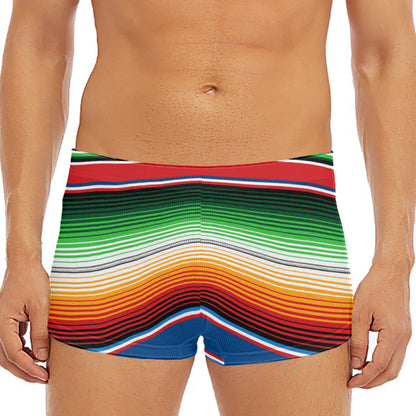 Vintage Mexican Blanket Pattern Print Men's Short Boxer Briefs