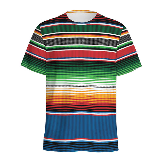 Vintage Mexican Blanket Pattern Print Men's Sports T-Shirt