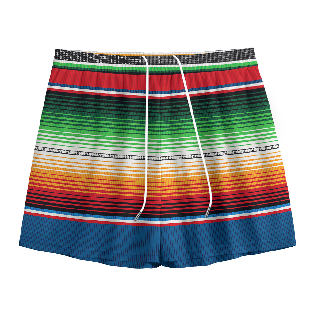 Vintage Mexican Blanket Pattern Print Mesh Shorts