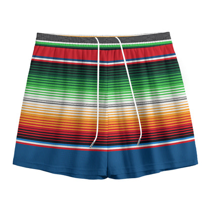 Vintage Mexican Blanket Pattern Print Mesh Shorts