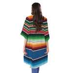 Vintage Mexican Blanket Pattern Print Open Front Beach Cover Up