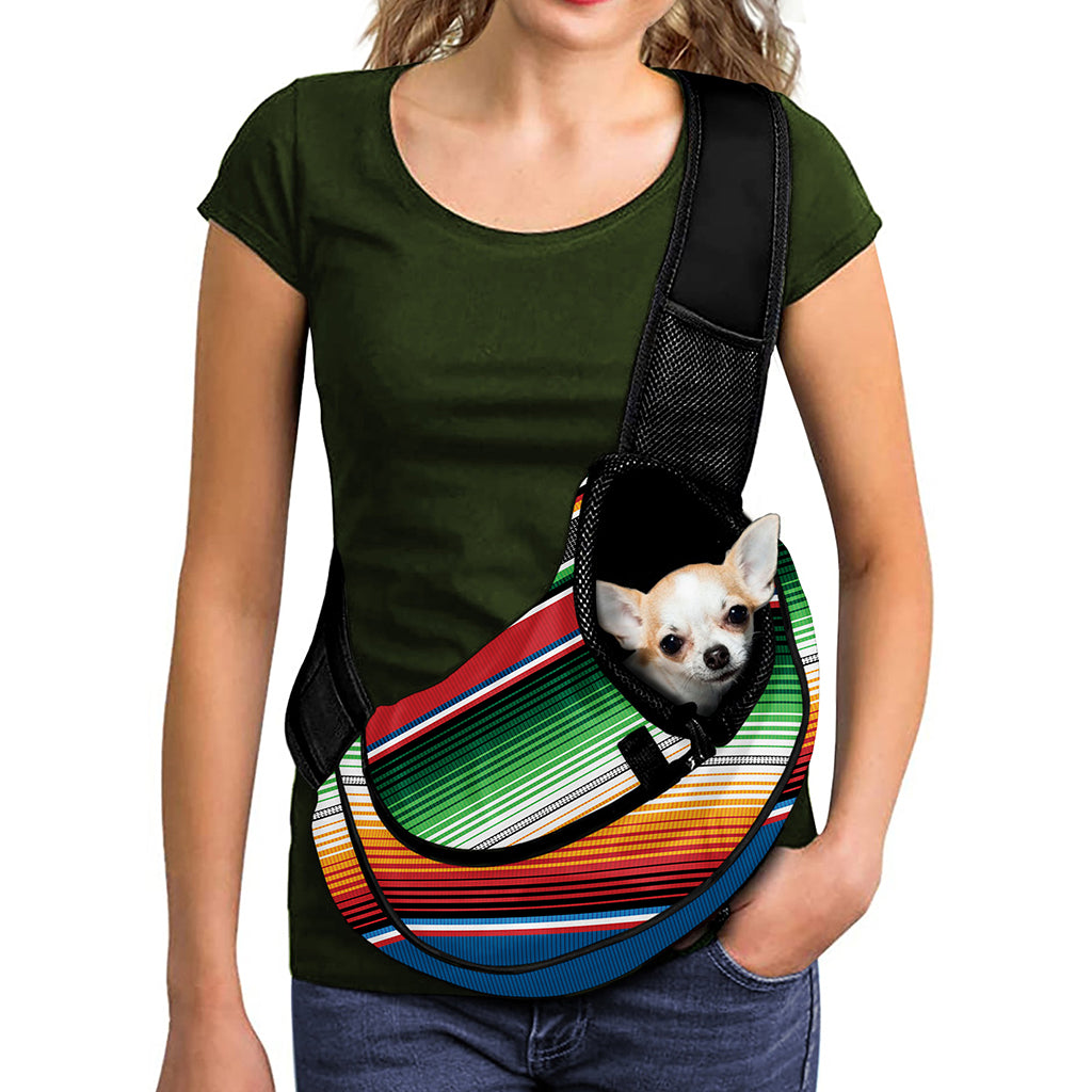Vintage Mexican Blanket Pattern Print Pet Sling Carrier