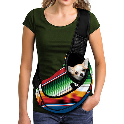 Vintage Mexican Blanket Pattern Print Pet Sling Carrier