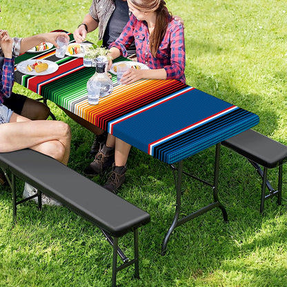 Vintage Mexican Blanket Pattern Print Picnic Table Cover