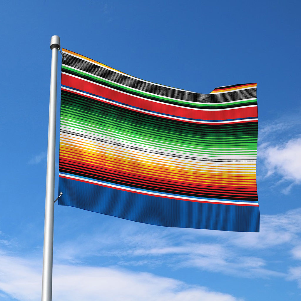 Vintage Mexican Blanket Pattern Print Polyester Flag