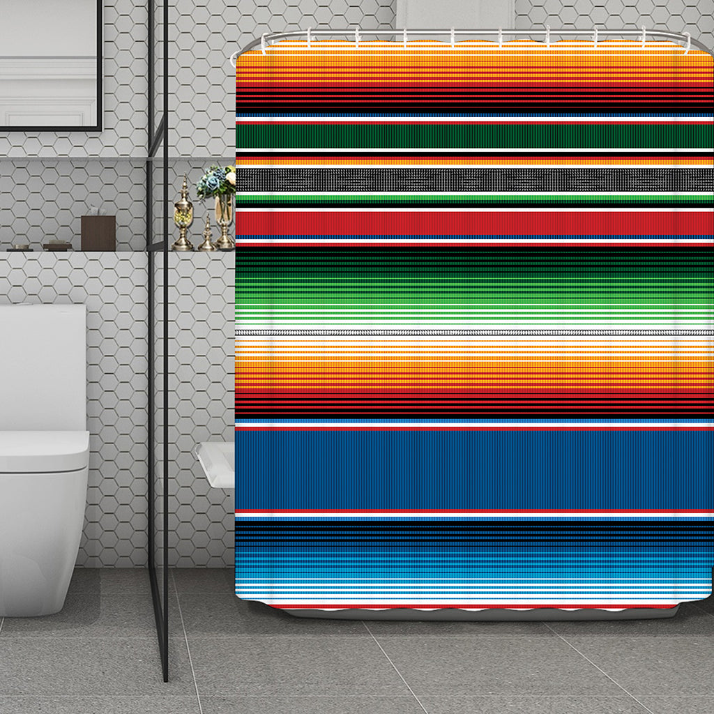 Vintage Mexican Blanket Pattern Print Polyester Shower Curtain