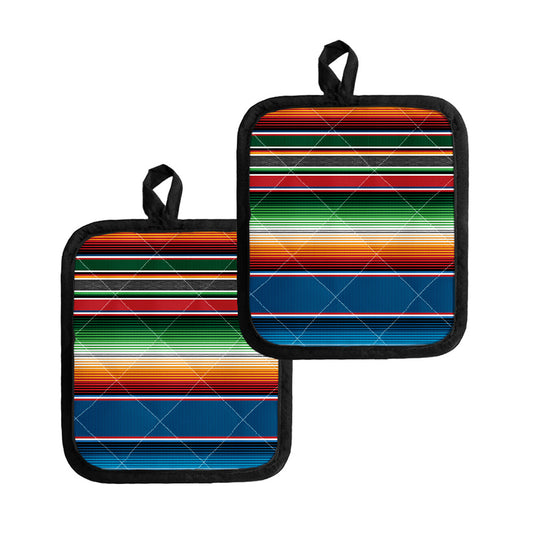 Vintage Mexican Blanket Pattern Print Pot Holders