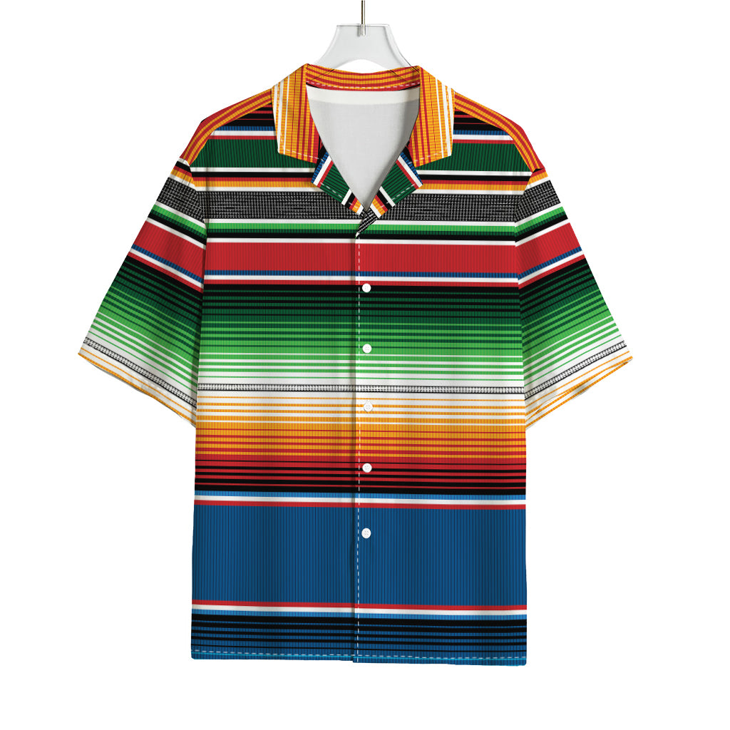 Vintage Mexican Blanket Pattern Print Rayon Hawaiian Shirt