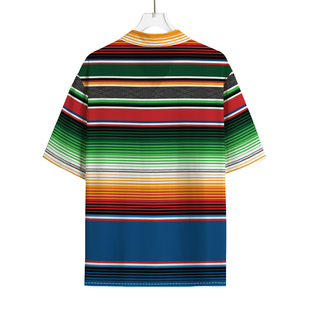 Vintage Mexican Blanket Pattern Print Rayon Hawaiian Shirt