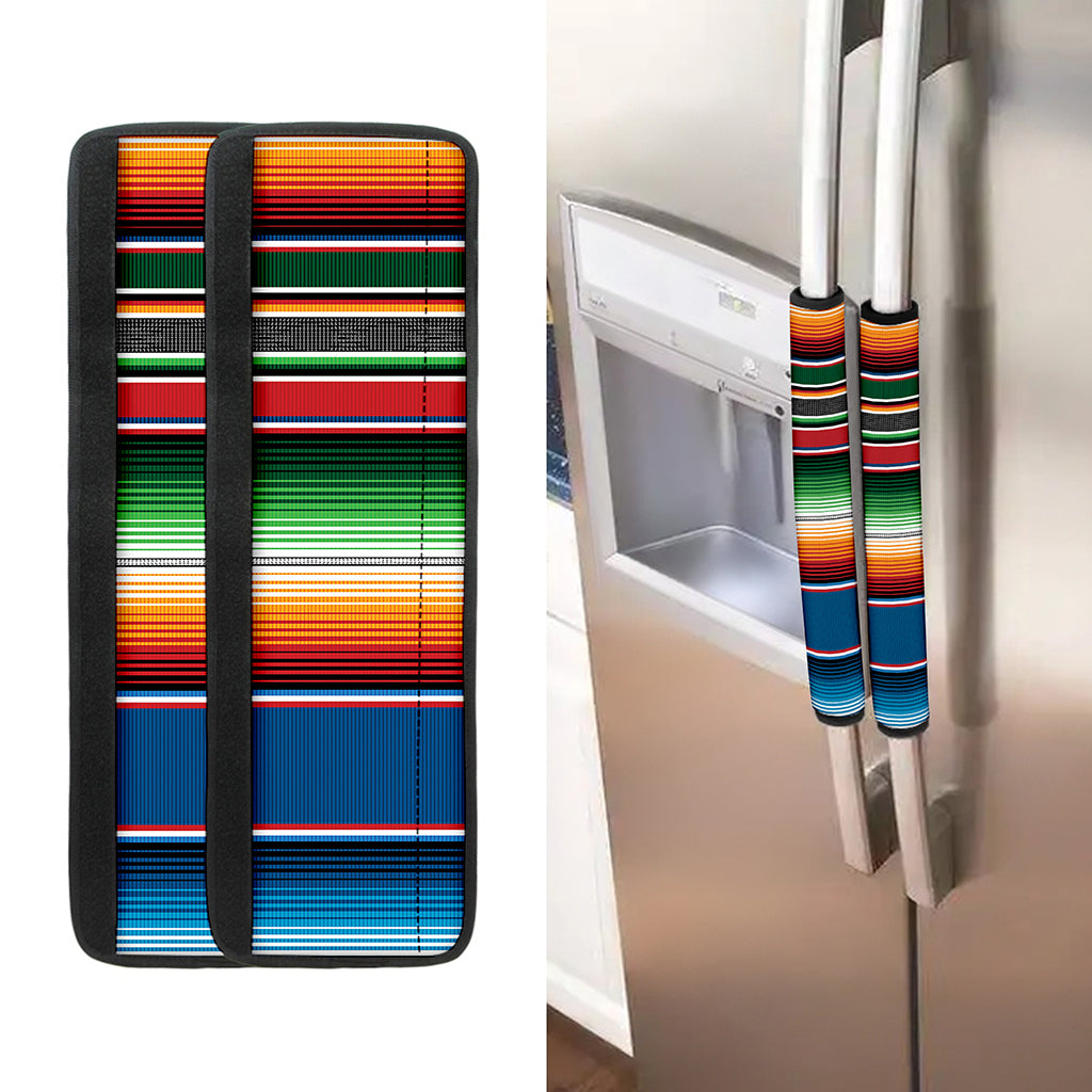 Vintage Mexican Blanket Pattern Print Refrigerator Handle Covers
