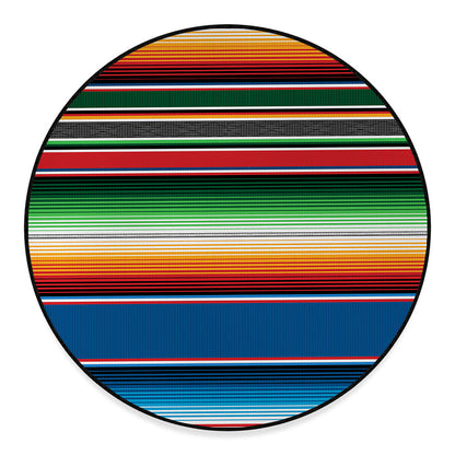 Vintage Mexican Blanket Pattern Print Round Floor Mat