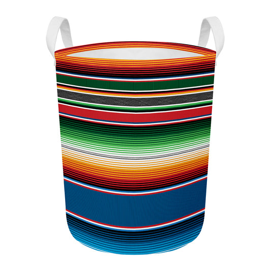 Vintage Mexican Blanket Pattern Print Round Laundry Basket