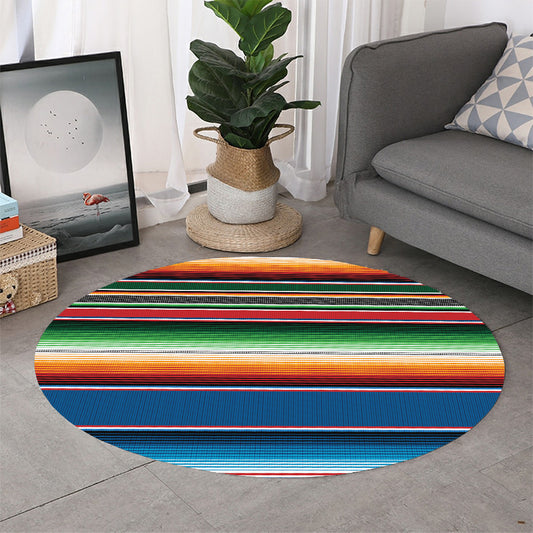Vintage Mexican Blanket Pattern Print Round Rug
