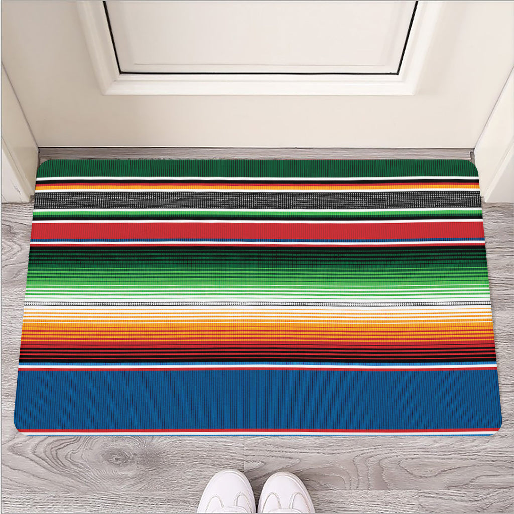 Vintage Mexican Blanket Pattern Print Rubber Doormat