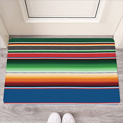 Vintage Mexican Blanket Pattern Print Rubber Doormat