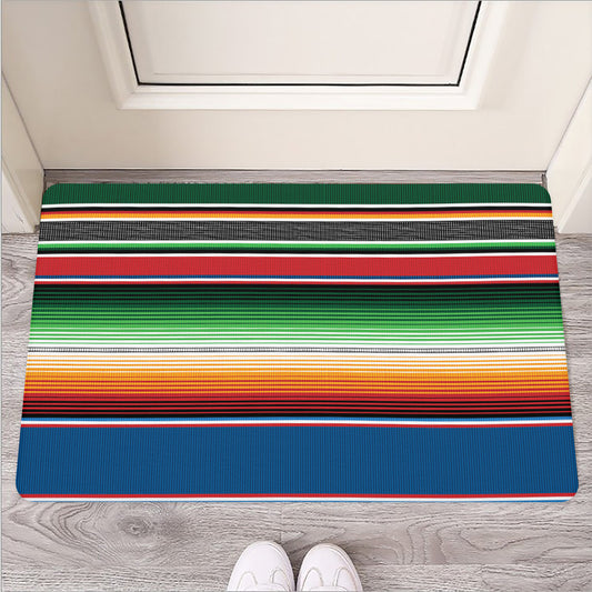 Vintage Mexican Blanket Pattern Print Rubber Doormat