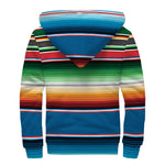 Vintage Mexican Blanket Pattern Print Sherpa Lined Zip Up Hoodie