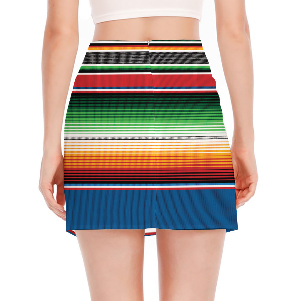 Vintage Mexican Blanket Pattern Print Side Slit Mini Skirt