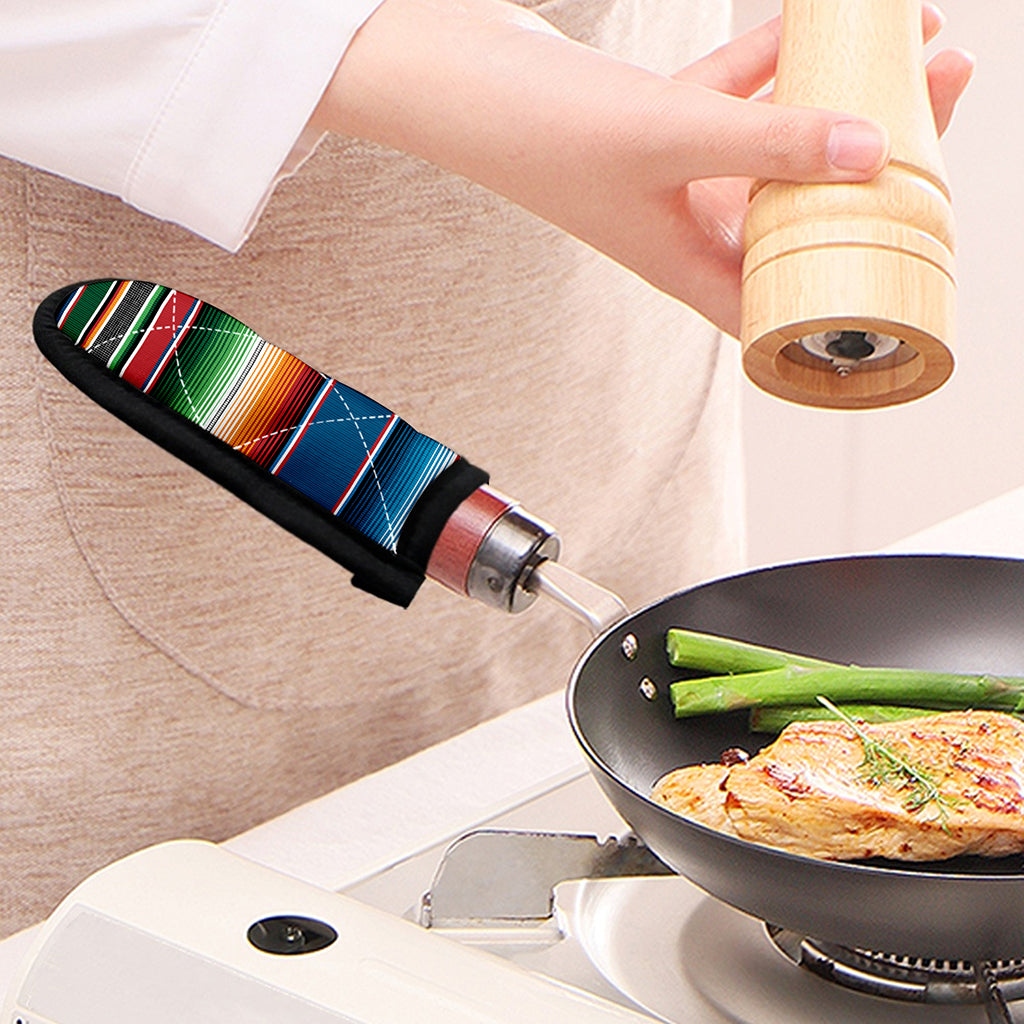 Vintage Mexican Blanket Pattern Print Skillet Handle Cover