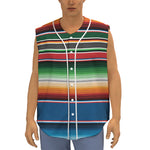 Vintage Mexican Blanket Pattern Print Sleeveless Baseball Jersey