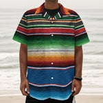 Vintage Mexican Blanket Pattern Print Textured Short Sleeve Shirt