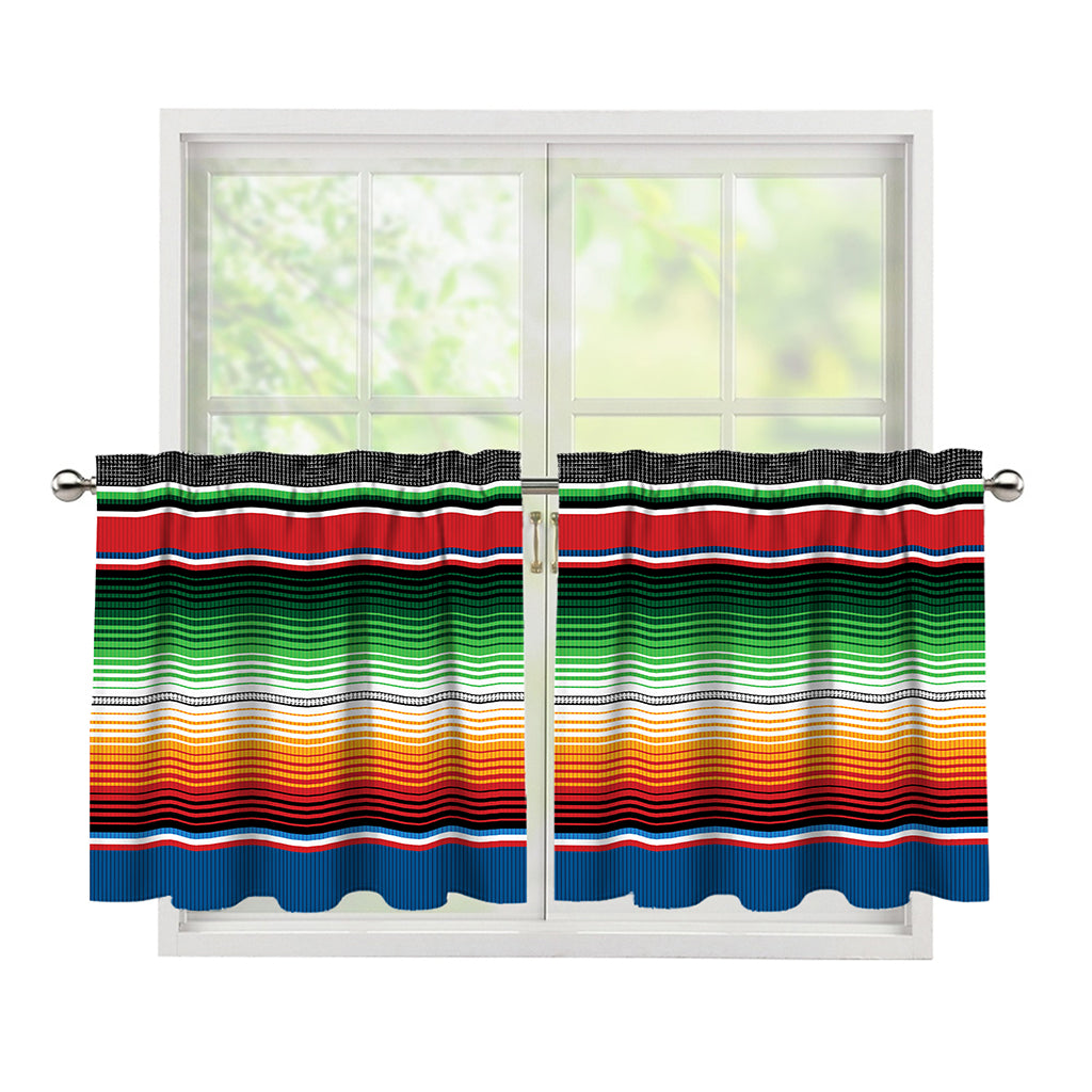 Vintage Mexican Blanket Pattern Print Tier Curtains