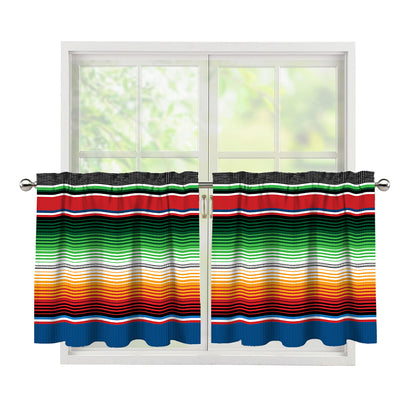 Vintage Mexican Blanket Pattern Print Tier Curtains