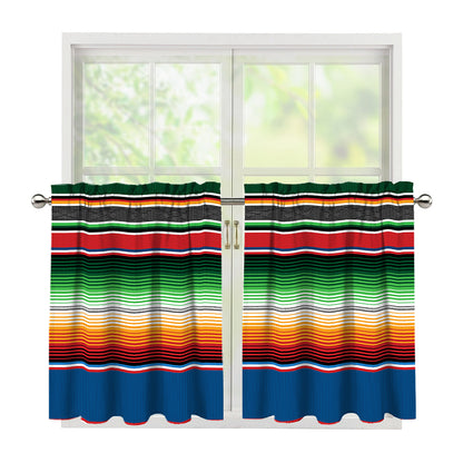 Vintage Mexican Blanket Pattern Print Tier Curtains