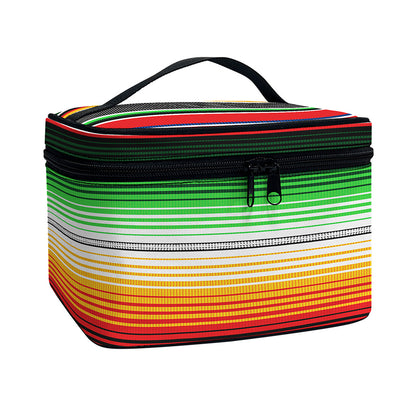 Vintage Mexican Blanket Pattern Print Travel Makeup Bag