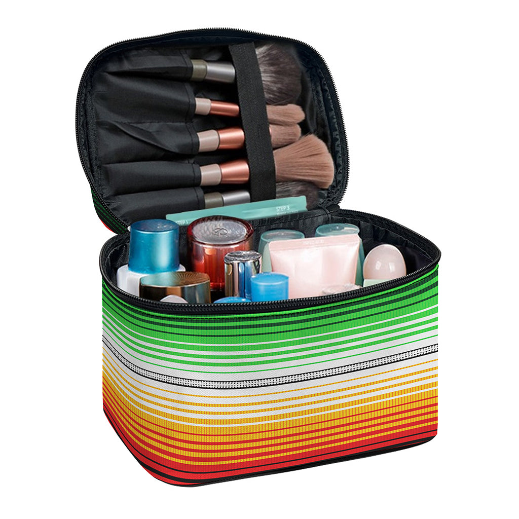 Vintage Mexican Blanket Pattern Print Travel Makeup Bag