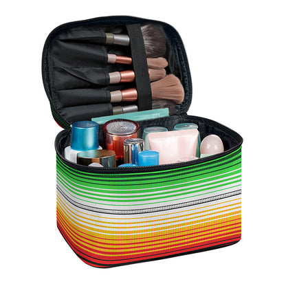 Vintage Mexican Blanket Pattern Print Travel Makeup Bag
