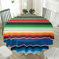Vintage Mexican Blanket Pattern Print Waterproof Round Tablecloth