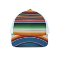 Vintage Mexican Blanket Pattern Print White Mesh Trucker Hat