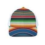 Vintage Mexican Blanket Pattern Print White Mesh Trucker Cap