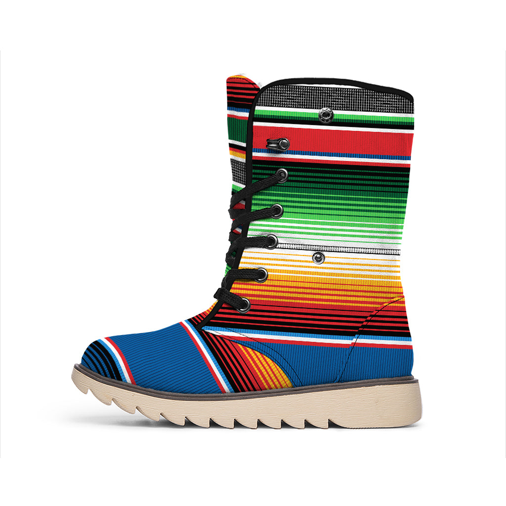 Vintage Mexican Blanket Pattern Print Winter Boots